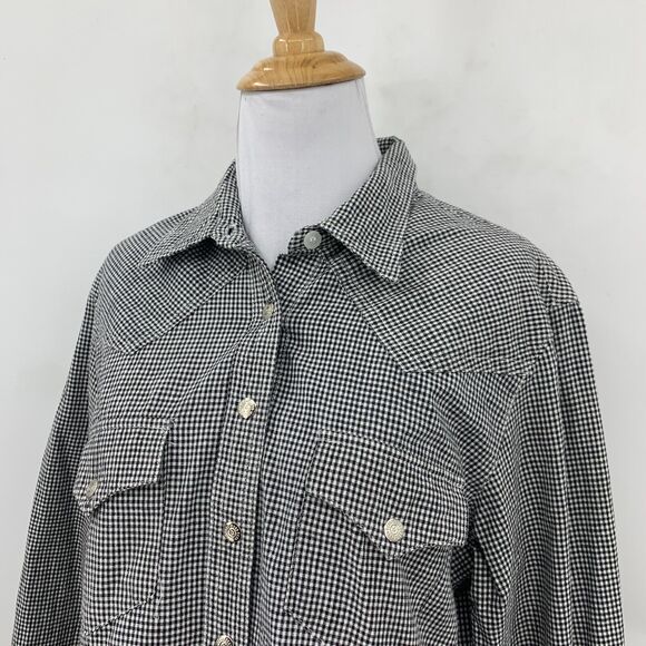 Vintage Panhandle Slim Metal Snap Button Shirt M Medium Check Western Yoke - Picture 3 of 12
